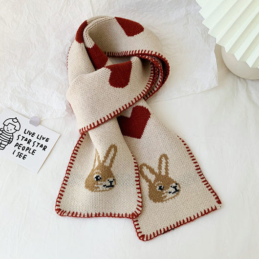 Bufanda Corta de Lana Tejida Cálida Love Rabbit Versátil