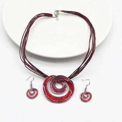Conjunto de Collar y Aretes Geométricos con Líneas de Cera - Image 16