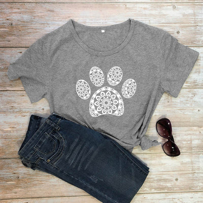 Camiseta Suelta Estampado Huellas Animales para Hombre y Mujer - Image 3
