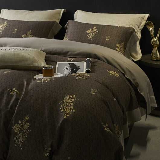 Juego de Cama Retro Algodón Peinado 4 Piezas - Calidez para Otoño e Invierno