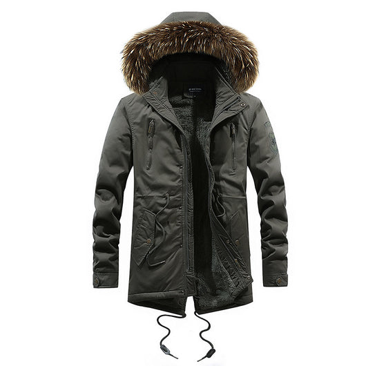 Abrigo de Algodón para Hombre con Cuello de Piel Sintética - Image 3