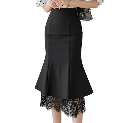 Falda Negra de Encaje con Volantes para Commuter - Image 7