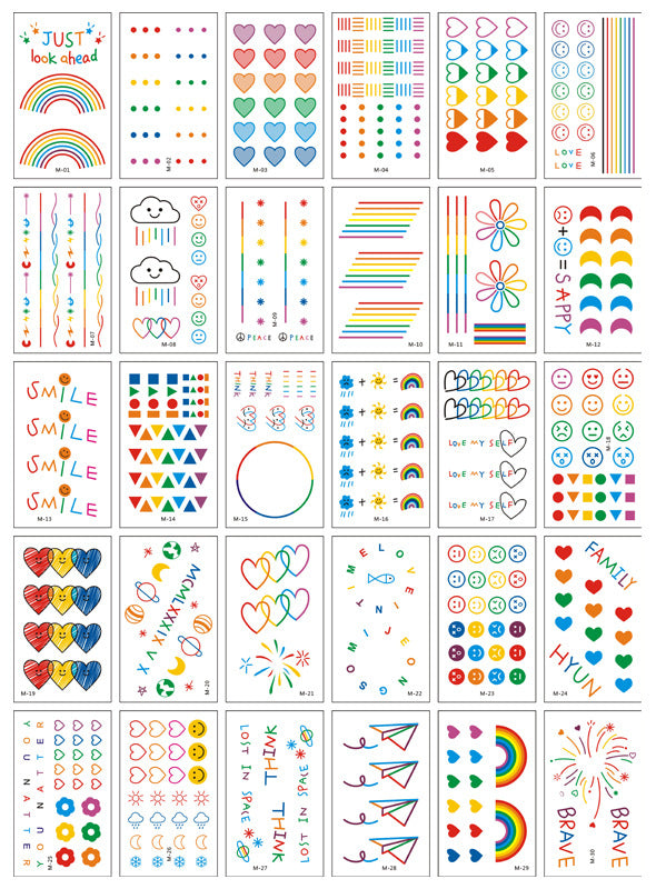 Tatuajes Temporales Adhesivos Carita Feliz Líneas de Colores