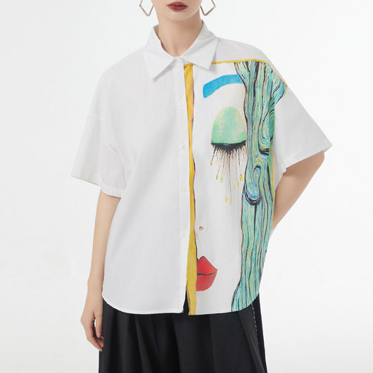 Blusa Estampada Suelta de Manga Corta para Verano - Image 10