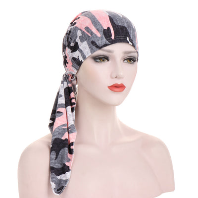 Turbante con Cola Curva y Flores - Gorro Tipo Pullover - Image 7