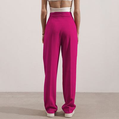 Pantalón de Traje Recto Cintura Alta Slim para Mujer - Image 5