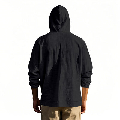 Camisa de Lino Holgada para Hombre - Minimalista de Manga Larga - Image 29