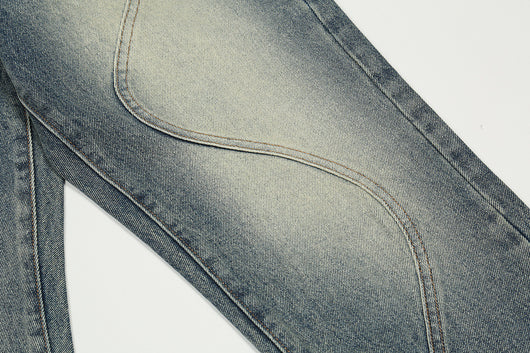 Jeans Rectos Sueltos con Ondas y Doble Cierre Lateral - Image 3
