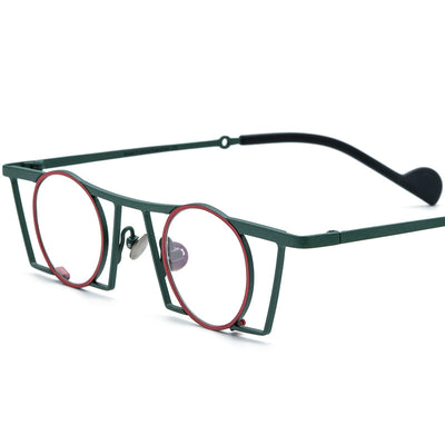 Gafas Retro Redondas de Titanio Puro con Combinación de Colores - Image 6