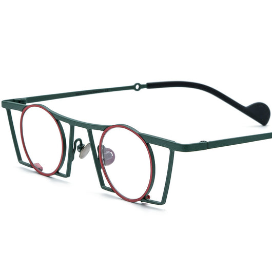 Gafas Retro Redondas de Titanio Puro con Combinación de Colores - Image 6