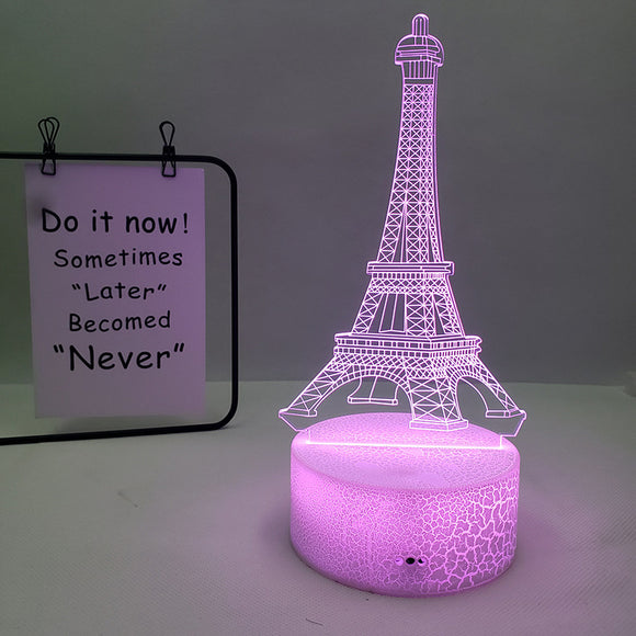 Lámpara de Mesa Torre Eiffel 3D con 7 Colores Ajustables