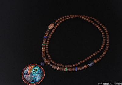 Cadena Suéter con Colgante de Pluma de Pavo Real Estilo Étnico - Image 3