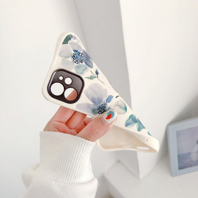 Funda Protectora para Apple con Diseño Flores Azules y Lente Blindado - Image 5