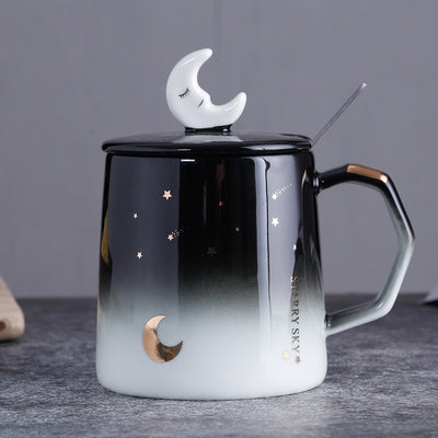 Taza de Cerámica Cielo Estrellado con Tapa y Cuchara - Image 3