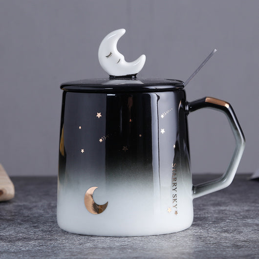 Taza de Cerámica Cielo Estrellado con Tapa y Cuchara - Image 3