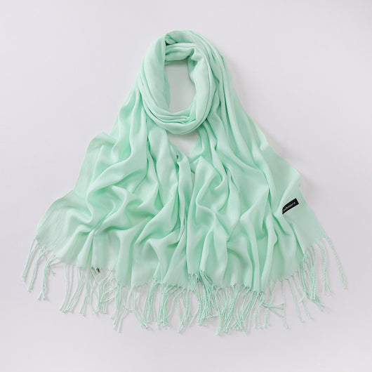 Bufanda Larga de Cashmira Suave - Color Liso para Otoño e Invierno - Image 42