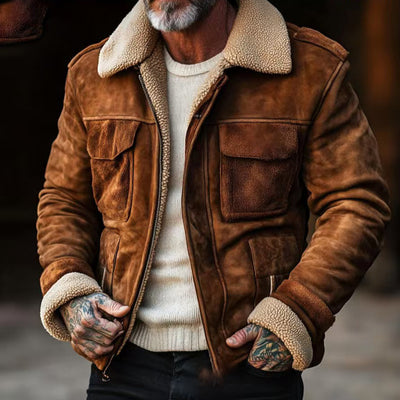 Chaqueta de Lana de Cordero con Solapa y Cierre - Abrigo Elegante para Hombre - Image 3