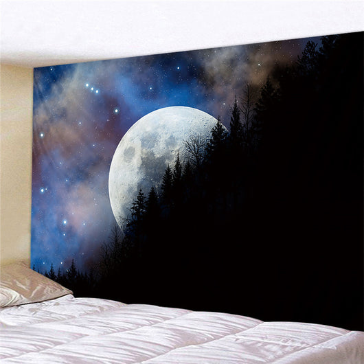 Black and white tapestry featuring a stylized sun with a face and large ocean waves with boats, inspired by Hokusai. - Image 9