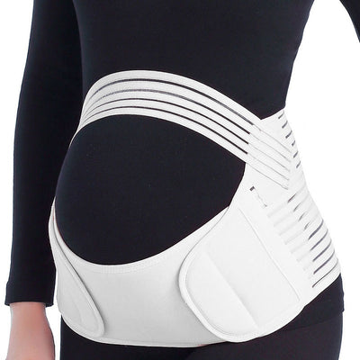 Pink adjustable maternity support belt on a pregnant woman, designed for stomach lift and comfort. - Image 3