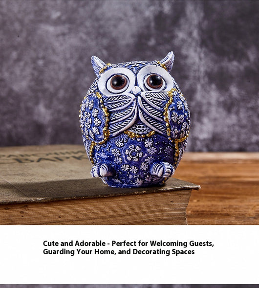 Búho Decorativo Azul y Blanco - Adorno Creativo para el Hogar - Image 12