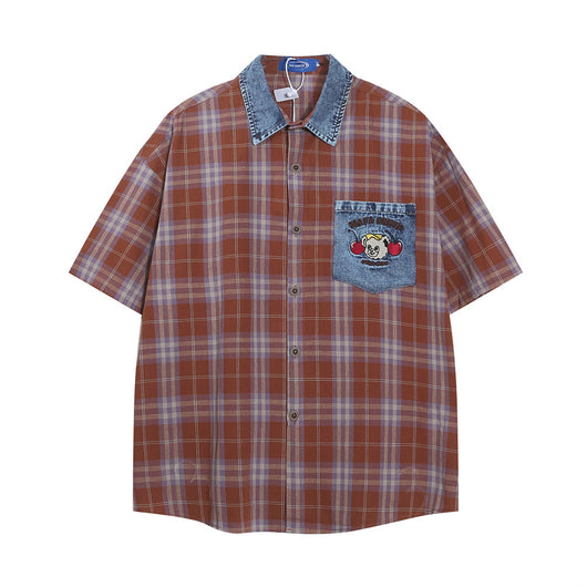 Camisa Cuadros Suelta Manga Corta para Hombre - Image 2