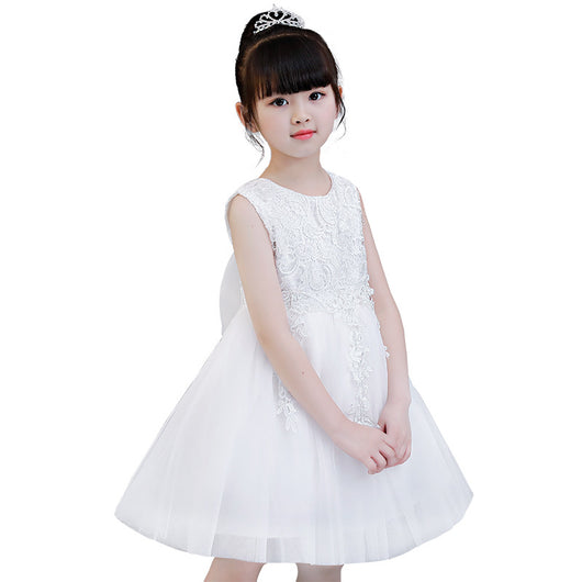 Vestido Infantil Coreano con Encaje Dorado y Aplicaciones - Image 6