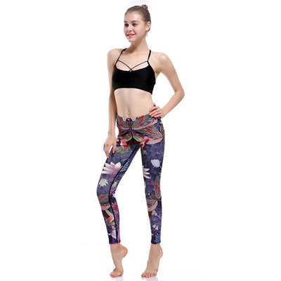 Leggings Deportivos Cintura Alta con Diseño Acuarela Colibrí 3D - Image 3