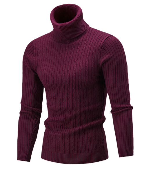 Suéter de Invierno para Hombre Cuello Alto Solido Tide - Image 6