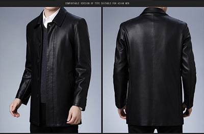 Chaqueta de Cuero para Hombre con Forro Térmico y Solapa - Image 16