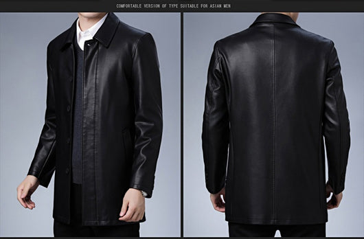 Chaqueta de Cuero para Hombre con Forro Térmico y Solapa - Image 16