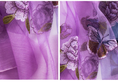 Pañuelo de Seda con Bordado Floral Primaveral - Image 3