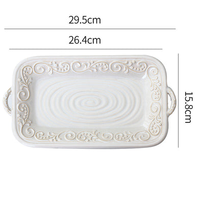 Plato de Cerámica Retro con Relieve Elegante para Comedor - Image 4