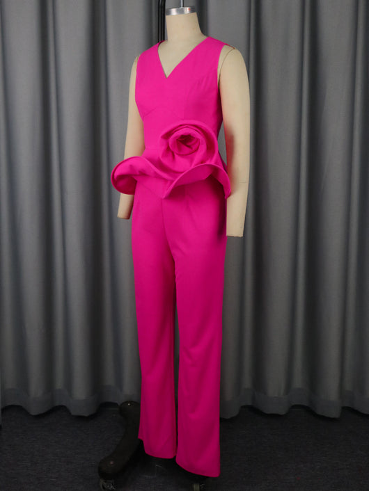 Conjunto Elegante: Blusa Floral Escote V sin Mangas + Pantalón Recto Cintura Alta - Image 11