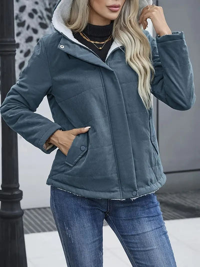 Abrigo de Invierno con Forro Polar y Capucha - Estilo Preppy Elegante para Mujer - Image 6
