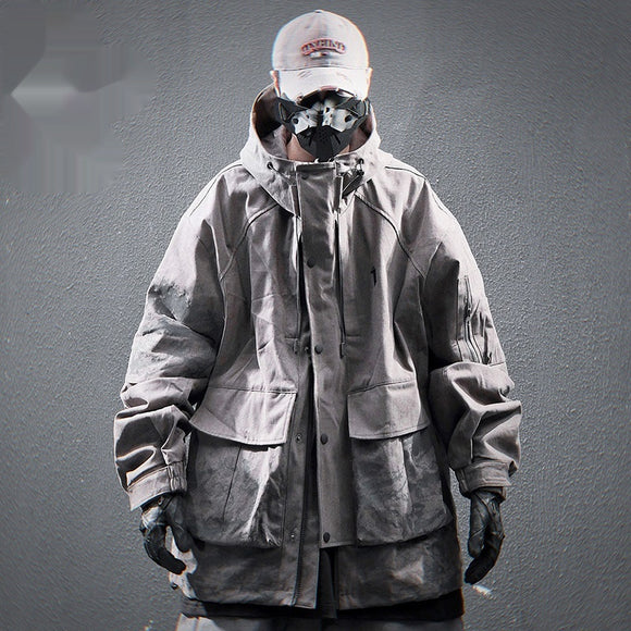 Chaqueta Impermeable con Capucha y Bolsillos Funcionales para Hombre