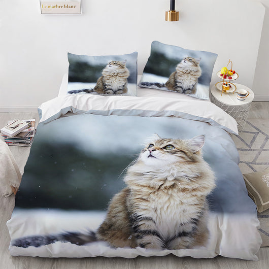 Juego de Cama Gato Blanco Adorable para Niñas y Mujeres - Image 3