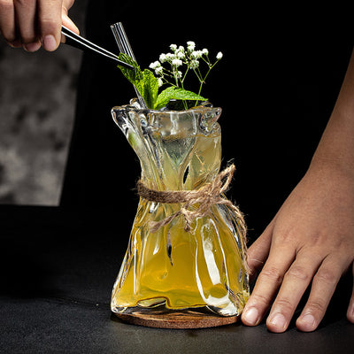 Vaso de Cristal Transparente con Diseño Origami
