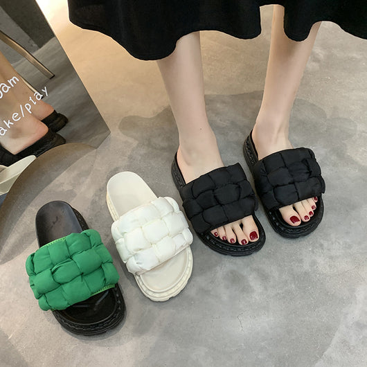 Pantuflas Tejidas de Suela Gruesa para Mujer - Comodidad de Verano - Image 2