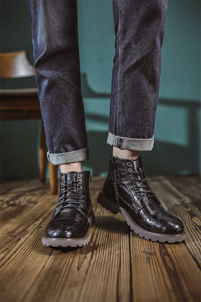 Botas de Cuero Retro con Cierre Lateral para Aventuras Urbanas - Image 21