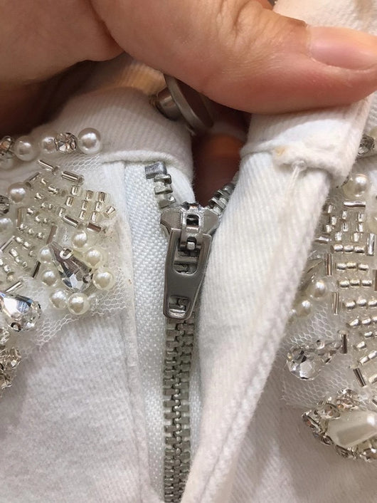Pantalones Cintura Alta Ajustados con Detalles de Pedrería y Terciopelo - Image 6