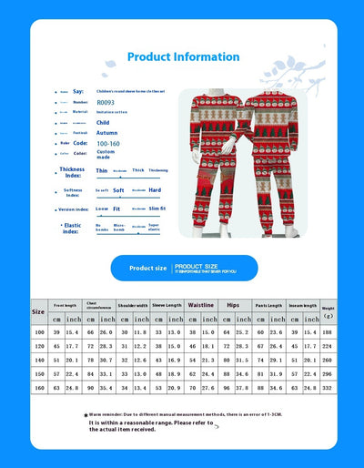 Family of four wearing matching red Christmas pajamas with reindeer and snowflake patterns and red pom-pom beanies. - Image 9