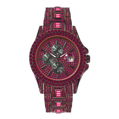 Reloj Hombre Hip Hop Cristales Brillantes Luminoso Cuarzo Multicolor - Image 5