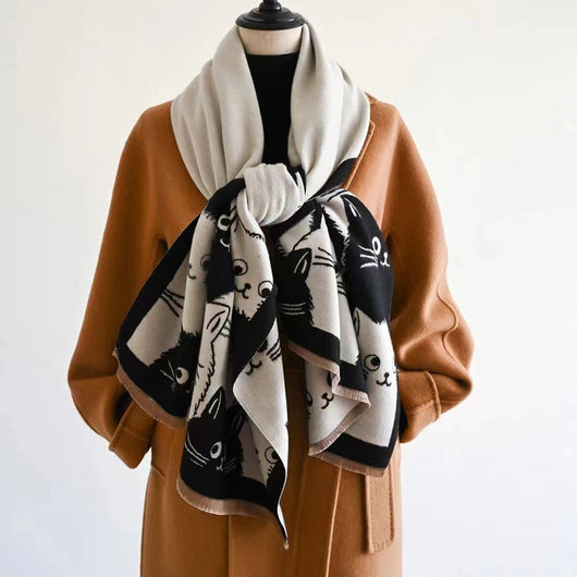 Bufanda Reversible Infantil de Imitación Cashmira con Diseño Cartoon para Otoño e Invierno - Image 4