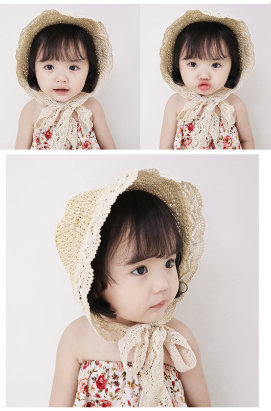 Sombrero de Paja con Moño de Encaje Coreano Plegable - Image 15