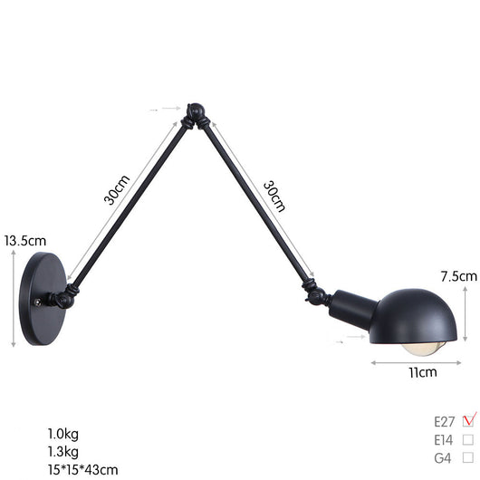 Lámpara de Pared Industrial de Hierro Forjado con Brazo Extensible para Restaurante y Bar - Image 7
