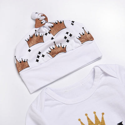 Conjunto Elegante para Bebé Niño: Romper + Pantalones con Corona - Image 8
