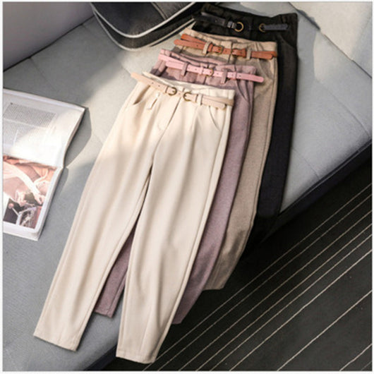 Pantalones Harem de Cintura Alta en Terciopelo para Mujer Talla Plus