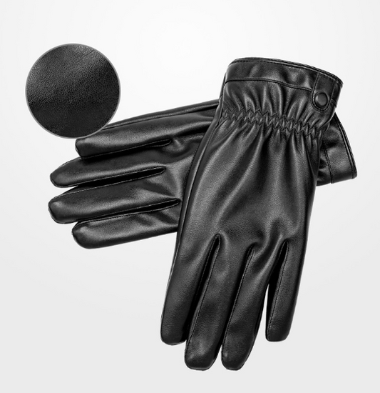 Guantes de Invierno de Cuero PU para Hombre, Cálidos y para Pantalla Táctil