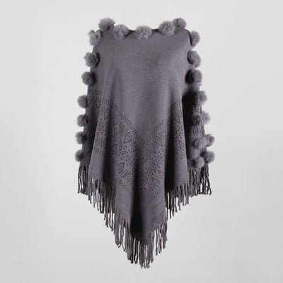 Suéter Tipo Poncho con Borlas y Cuello Redondo para Mujer - Image 5