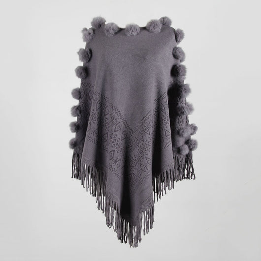 Suéter Tipo Poncho con Borlas y Cuello Redondo para Mujer - Image 5